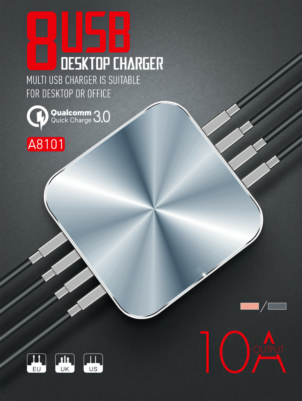 50W 8Ports QC3.0 Charger(A8101)