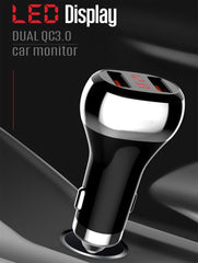 36W 2Ports(QC3.0) LED Display Car Charger(C2)