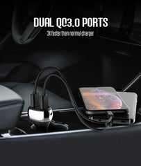 36W 2Ports(QC3.0) LED Display Car Charger(C2)