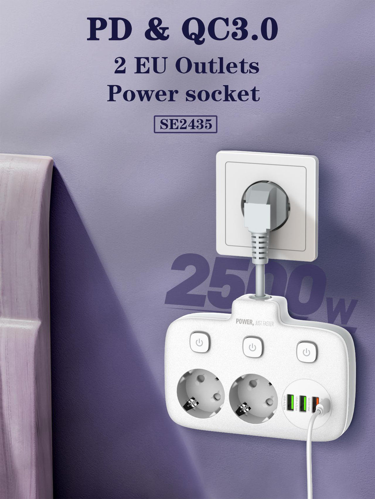 2 Outlets 4Ports Power Socket(SE2435)