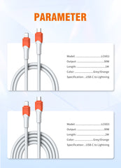 30W Type-C to Lightning 100CM/200CM Cable(LC601i LC602i)