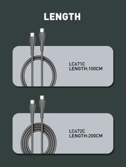 65W Type-C to Type-C 100CM/200CM Cable(LC671C LC672C)