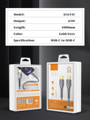 65W Type-C to Type-C 100CM/200CM Cable(LC651C LC652C)