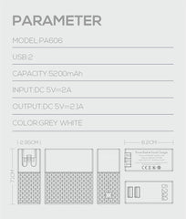 5200mAh 2Ports 2in1 Portable Power(PA606)