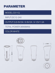 36W 2Ports(QC3.0) Car Charger(C511Q)