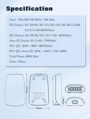 65W 6Ports PD QC4+ Charger(A6573C)