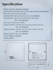 120W 6Ports PD QC3.0 Charger(Q605)