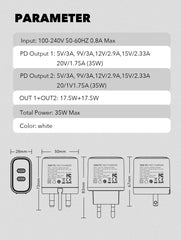 35w 2Ports PD MFI Certified Charger(A2528M)