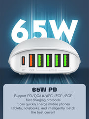 65W 6Ports PD QC4+ Charger(A6573C)