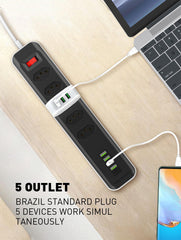 5 Outlets 4Ports Brazil Power Socket(SBR5411)