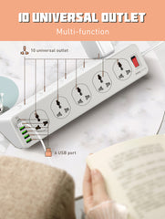 10 Outlets 6Ports Power Socket(SC10610)