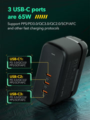 65W GaN 3Ports PD3.0 Charger(Q367)