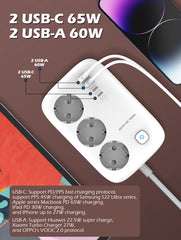 3 Outlets 4Ports PD3.0 QC4+ GaN Power Socket(SE3436)